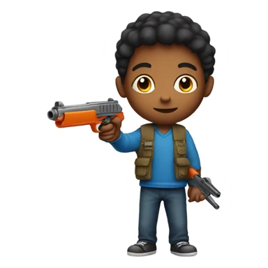 Kid holding a toy gun sticker