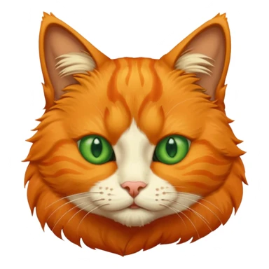 orange cat missing one an eye and with one green eye, with an orange patch of fur near his nose sticker