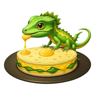 lizard eating omelette sticker
