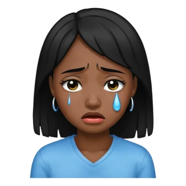 Black hair girl crying with tears sticker
