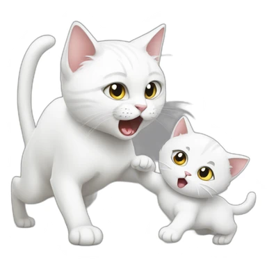 white cat fight with little grey cat sticker