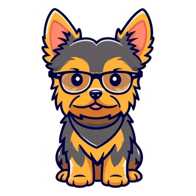 Yorkshire Terrier with black glasses  sticker