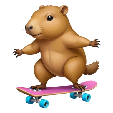 Capybara riding skateboard sticker