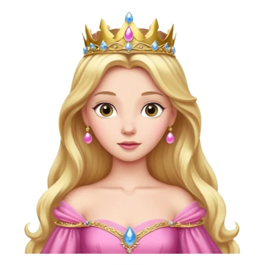 Princess Aurora with a gold tiara, pink ball gown, long blonde hair sticker