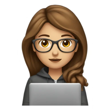 pretty programmer girl with brown hair working with MacBook sticker