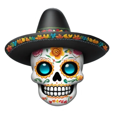 Day of the dead skull with sombrero  sticker