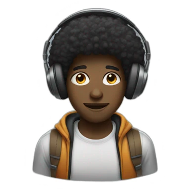 black guy with an afro wearing headphones sticker