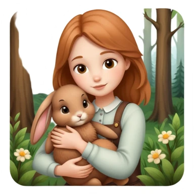 Chanterelle hugs a brown bunny sticker