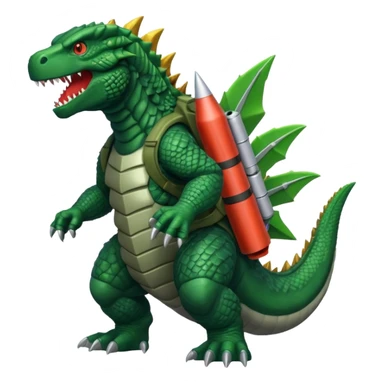 Godzilla flying with a rocket pack sticker