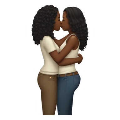 black lesbian couple with long hair kissing sticker