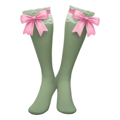 sage green long socks with pink lace and bows sticker