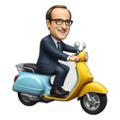 Francois Hollande sur son scooter sticker