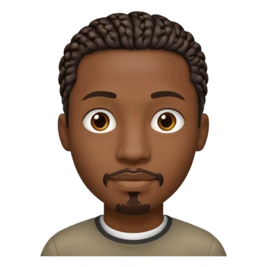 Hazme un emoji de un hombre negro con trenzas cortas (pero un poco largas) y una pequeña perilla sin bigote sticker