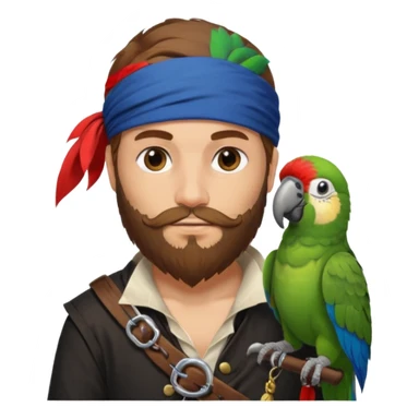["Brown-haired pirate with beard, parrot on shoulder."] sticker
