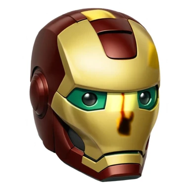 Deep brown and deep green and cream yellow Iron man helmet sticker
