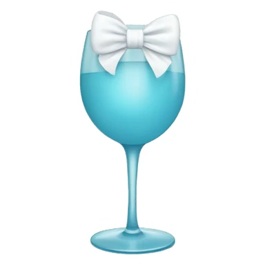 Pastel blue wine glass with a white bow sticker