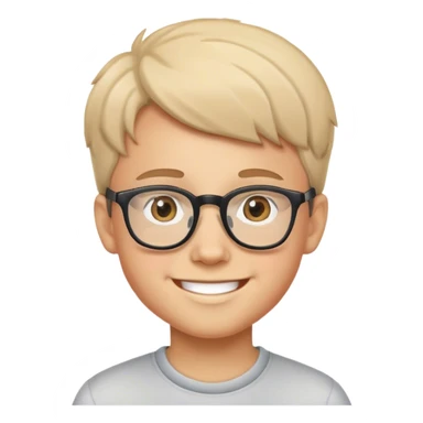 smiling boy indoors with glasses sticker
