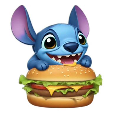 Stitch eating burger sticker
