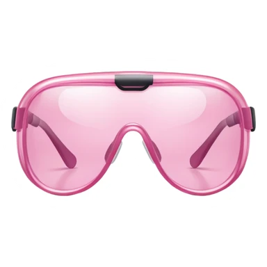 pink laboratory safety glasses, wraparound design with pink-tinted lenses, scientific eyewear sticker
