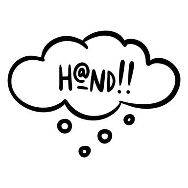 cloud shape quotes icon, hand drawn black outlined style sticker