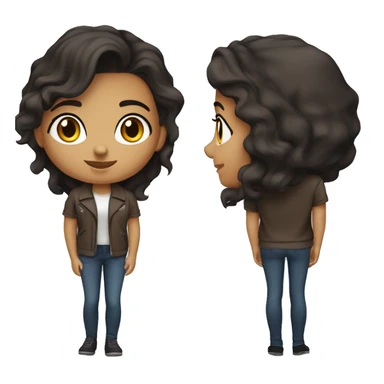 Girl, 25 years old, dark brown hair with wolf cut, brown eyes, medium nose, medium lips sticker