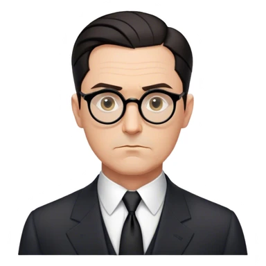 A middle-aged Caucasian man with short, slicked-back dark hair, a serious expression, wearing an early 20th-century formal suit and tie and thick black round glasses. Resembles a classic professor or scientist from the 1910s. Known as the father of behaviorism, often associated with psychology, classical conditioning, and experiments with infants (like Little Albert). Add a scholarly or experimental vibe. sticker