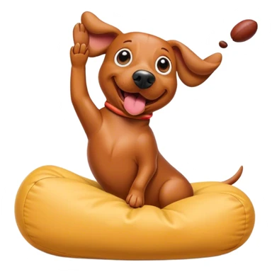 Wiener dog tossing a bean bag sticker