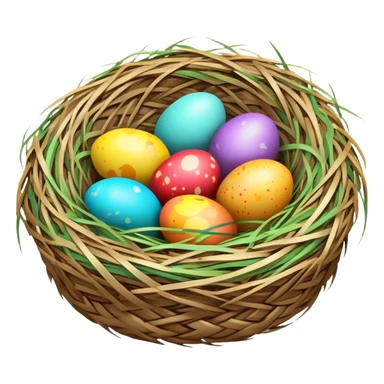 Easter nest with colorful eggs sticker