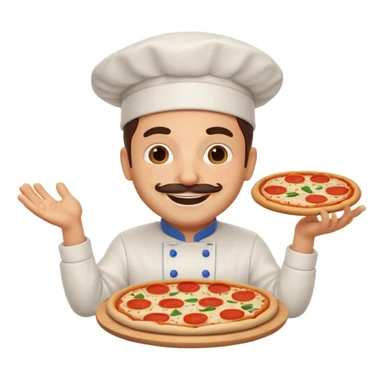 smiling Italian chef spinning pizza dough sticker