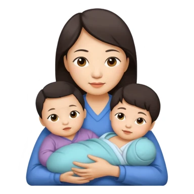 A Chinese mother (around 40) with her newborn and her 60-year-old mother. sticker