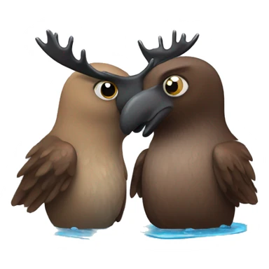 moose hugging a wet owl sticker