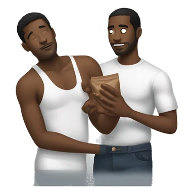 Black man rubbin lotion on another black man sticker