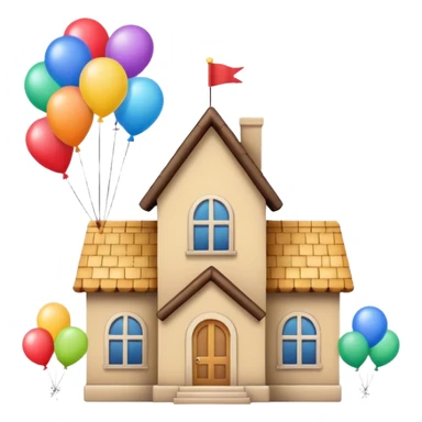 beije house with balloons on top sticker