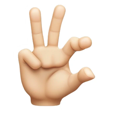 An emoji of a hand gesture showing an extended index finger and thumb forming an open angle, with the other three fingers (middle, ring, and pinky) pressed together and relaxed. sticker