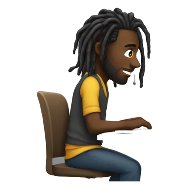 Black-guy-with-dreads-sitting-down-on-chair facing-foward-focused-on-laptop-computer- sticker