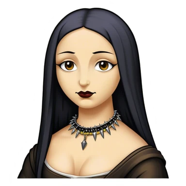 Goth mona lisa with spike choker  sticker