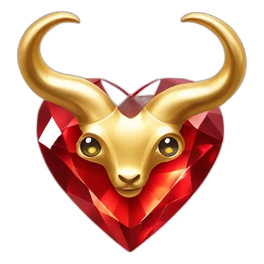 Red heart diamond with gold horns sticker