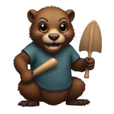 An evil beaver with a bat in his hands sticker