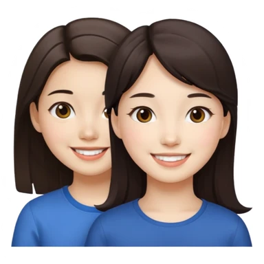 Korean girl and white brunette girl smiling sticker