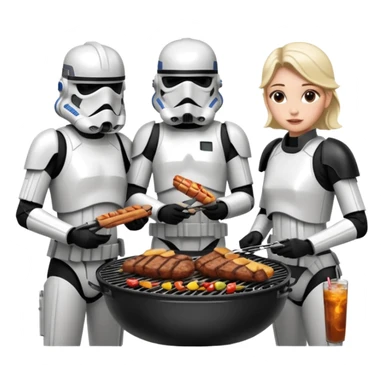 Stormtroopers enjoying a bbq and talking to hot Star Wars girls sticker
