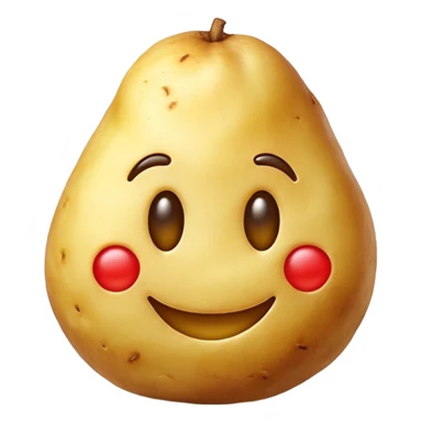 fried golden potato in the shape of a smiling emoji face  sticker