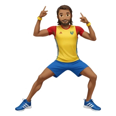 jesus in adidas clothes looking cool doing Usain bolt's move sticker