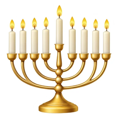 Gold Menorah with four white candles on each side sticker