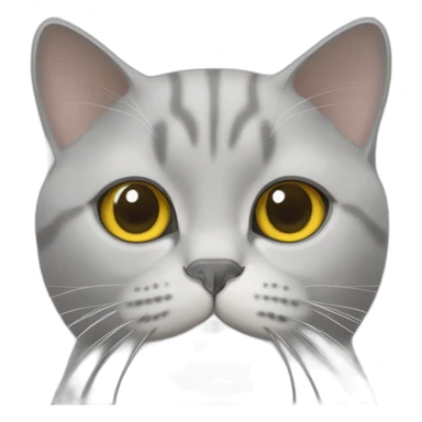 A british shorthair cat in light grey, white and beige with a white bless and with yellow eyes sticker