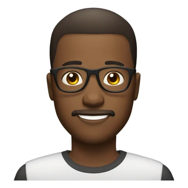 Black Young man and glasses and little beard mustache buzz cut hair sticker