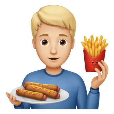 Hombre Rubio con una salchipapas pero la salchicha está quemada sticker