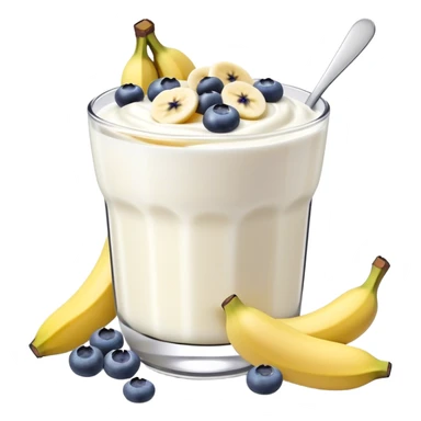 Yogurt with sliced bananas and blueberries sticker