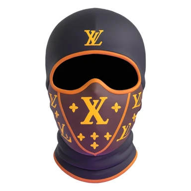 high-end Louis Vuitton ski mask with classic LV monogram print sticker