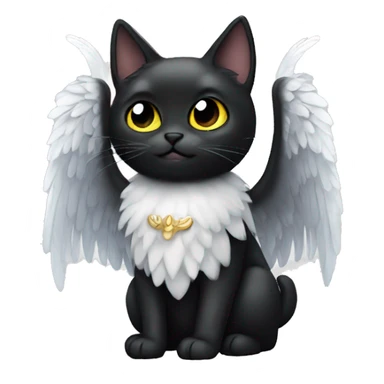 black cat with angel wings sticker