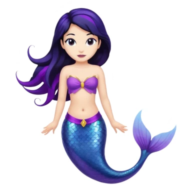 Mermaid with black hair and purple tail  sticker